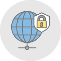 Global Security Line Filled Light Icon vector