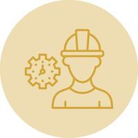 Worker Mask Line Yellow Circle Icon vector