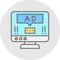 Ad Pop Up Line Filled Light Icon vector