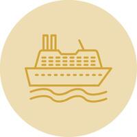 crucero Embarcacion línea amarillo circulo icono vector