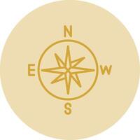 Compass Line Yellow Circle Icon vector