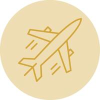 Plane Line Yellow Circle Icon vector