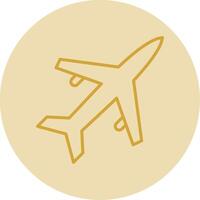 Old Plane Line Yellow Circle Icon vector