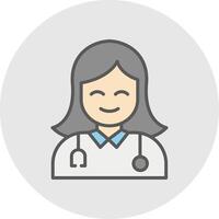 hembra médico línea lleno ligero icono vector