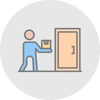 puerta a puerta entrega línea lleno ligero icono vector