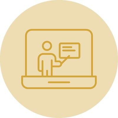 OnLine Yellow Circle Education Line Yellow Circle Icon