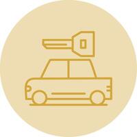 alquiler coche línea amarillo circulo icono vector