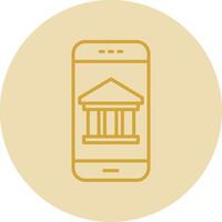 Mobile Banking Line Yellow Circle Icon vector