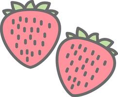 fresas línea lleno ligero icono vector