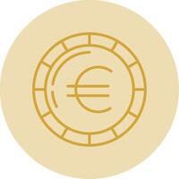 Euro Coin Line Yellow Circle Icon vector