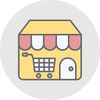 E Store Line Filled Light Icon vector