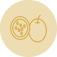 pasión Fruta línea amarillo circulo icono vector