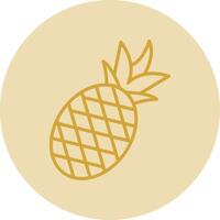 piña línea amarillo circulo icono vector