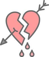 Broken Heart Line Filled Light Icon vector