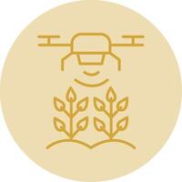 agrícola drones línea amarillo circulo icono vector