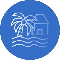 playa casa plano burbuja icono vector