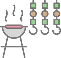 barbacoa línea lleno ligero icono vector