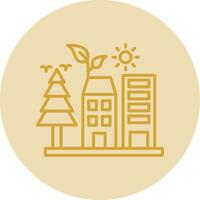 Green City Line Yellow Circle Icon vector