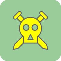 cráneo lleno amarillo icono vector