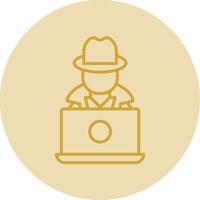 Hacker Line Yellow Circle Icon vector