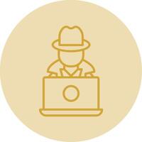 Hacker Line Yellow Circle Icon vector