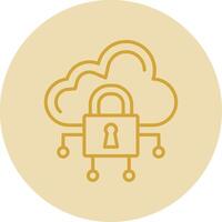 Data Secure Line Yellow Circle Icon vector