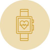 Smart Watch Line Yellow Circle Icon vector