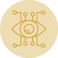 Eye Recognition Line Yellow Circle Icon vector