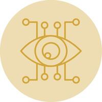 Eye Recognition Line Yellow Circle Icon vector