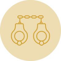 Handcuffs Line Yellow Circle Icon vector