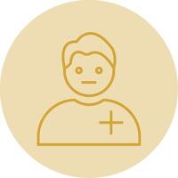 Boy Patient Line Yellow Circle Icon vector