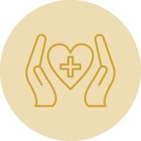 Heart Care Line Yellow Circle Icon vector