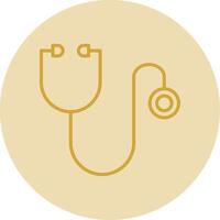 Stethoscope Line Yellow Circle Icon vector