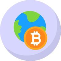 bitcoin mundo plano burbuja icono vector