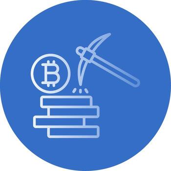 Bitcoin Mining Flat Bubble Icon vector