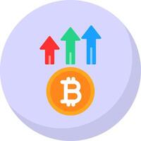 Bitcoin Up Flat Bubble Icon vector