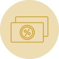 Discount Cards Line Yellow Circle Icon vector