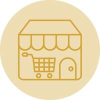 E Store Line Yellow Circle Icon vector