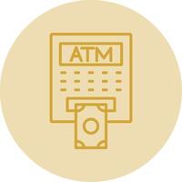 ATM Line Yellow Circle Icon vector
