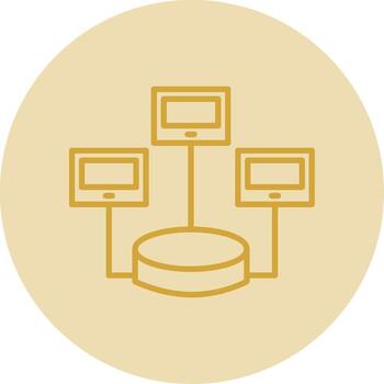 repartido base de datos línea amarillo circulo icono vector