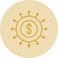 Budget Spending Line Yellow Circle Icon vector