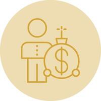 Debt Problems Line Yellow Circle Icon vector