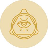 Eye Of Providence Line Yellow Circle Icon vector
