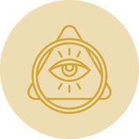 ojo de providencia línea amarillo circulo icono vector