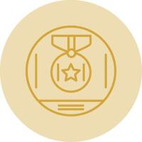 Medal Award Line Yellow Circle Icon vector