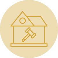 Home Bid Line Yellow Circle Icon vector