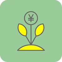 Chinese Money Plant Filled Yellow Icon vector