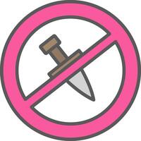 No cuchillo línea lleno ligero icono vector