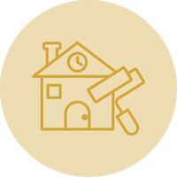 House Painting Line Yellow Circle Icon vector