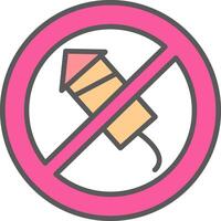 No Firework Line Filled Light Icon vector
